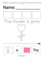 Make a sentence using the flower picture Coloring Page