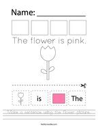 Make a sentence using the flower picture Handwriting Sheet