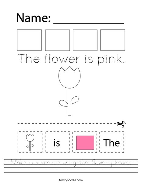 Make a sentence using the flower picture. Worksheet