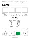 Make a sentence using the frog picture Coloring Page