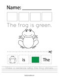 Make a sentence using the frog picture. Worksheet