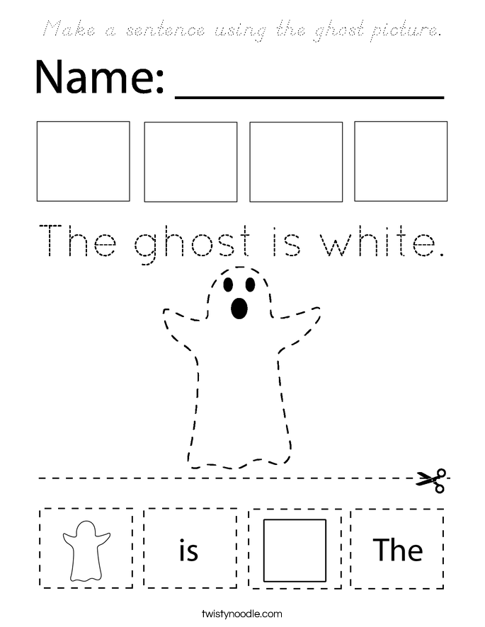 Make a sentence using the ghost picture. Coloring Page