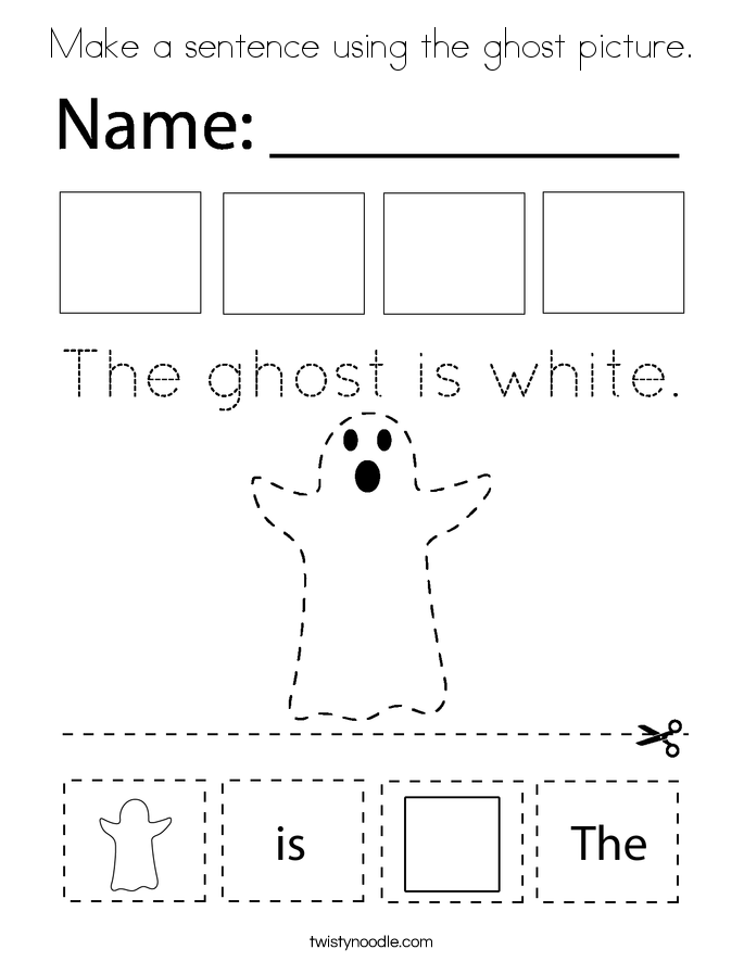 Make a sentence using the ghost picture. Coloring Page