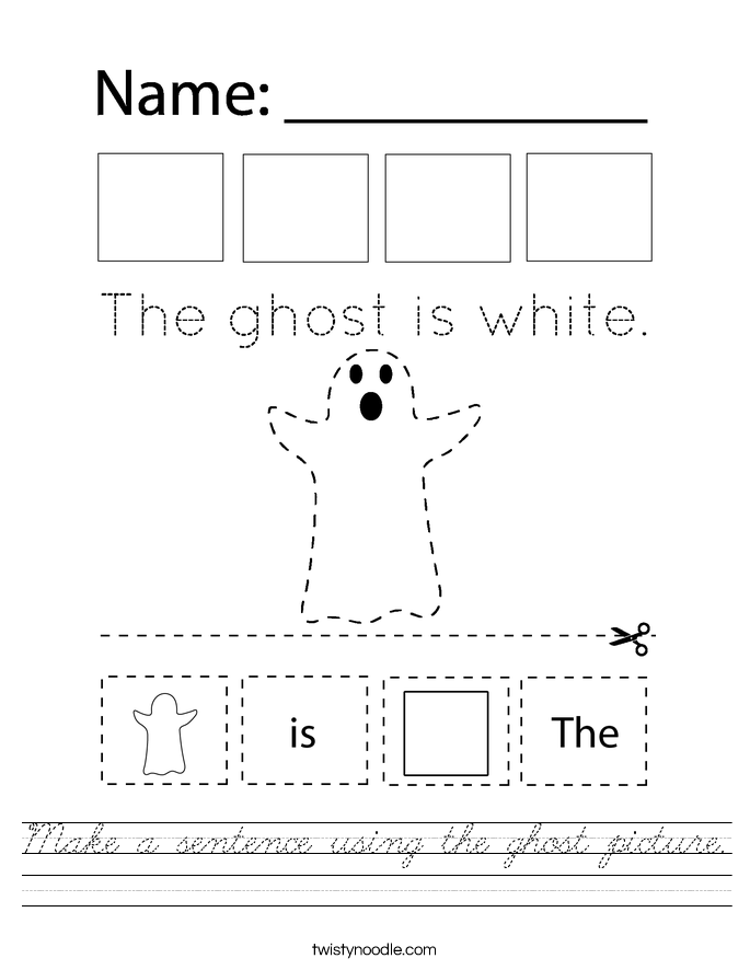 Make a sentence using the ghost picture. Worksheet
