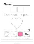 Make a sentence using the heart picture. Worksheet