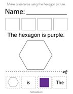 Make a sentence using the hexagon picture Coloring Page