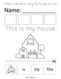 Make a sentence using the house picture. Coloring Page
