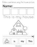 Make a sentence using the house picture Coloring Page