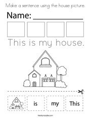 Make a sentence using the house picture Coloring Page