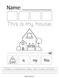 Make a sentence using the house picture. Worksheet