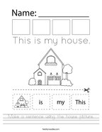 Make a sentence using the house picture Handwriting Sheet