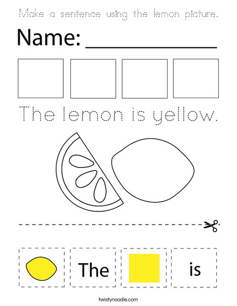 Make a sentence using the lemon picture. Coloring Page