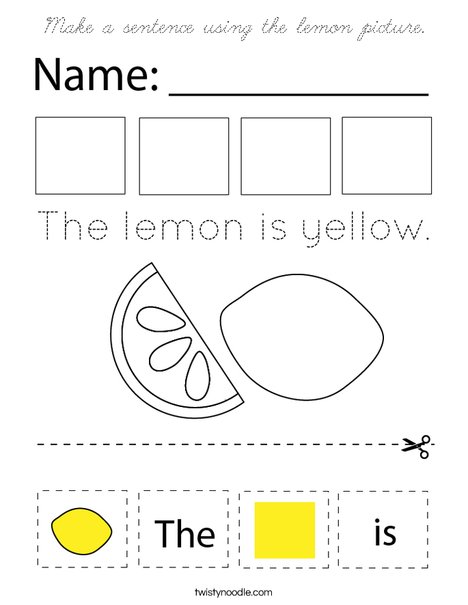 Make a sentence using the lemon picture. Coloring Page