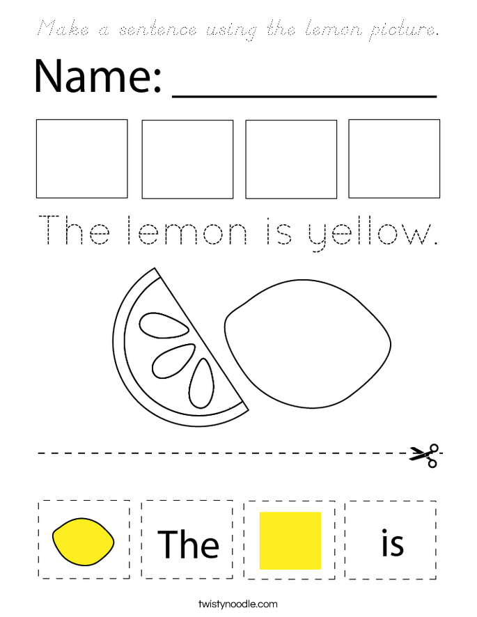 Make a sentence using the lemon picture. Coloring Page