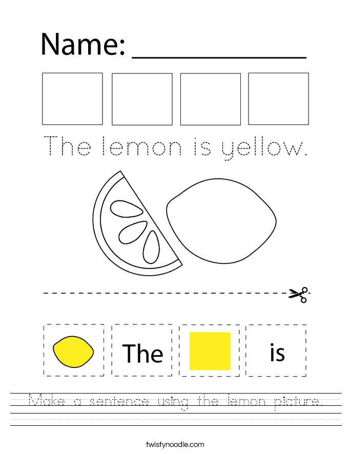 Make a sentence using the lemon picture. Worksheet