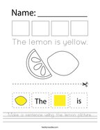 Make a sentence using the lemon picture Handwriting Sheet