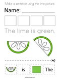Make a sentence using the lime picture. Coloring Page
