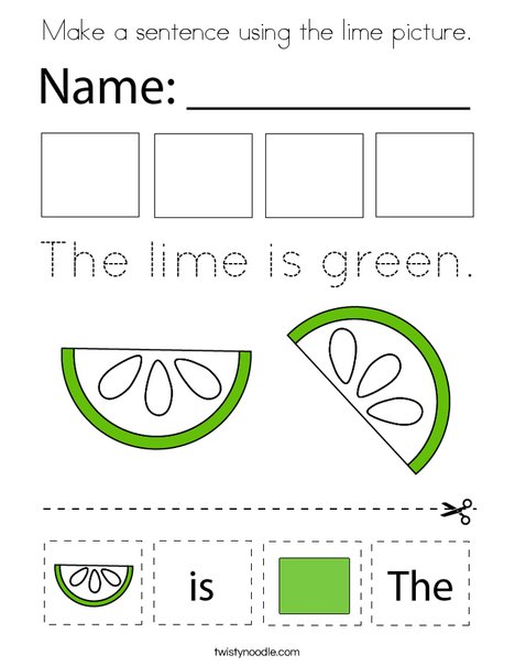 Make a sentence using the lime picture. Coloring Page
