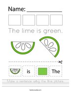 Make a sentence using the lime picture Handwriting Sheet