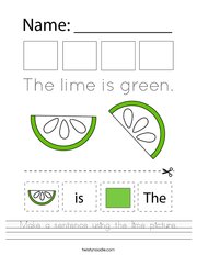 Make a sentence using the lime picture Handwriting Sheet