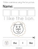 Make a sentence using the lion picture Coloring Page