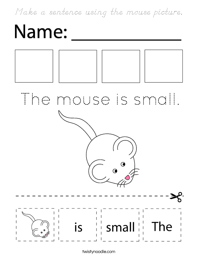 Make a sentence using the mouse picture. Coloring Page