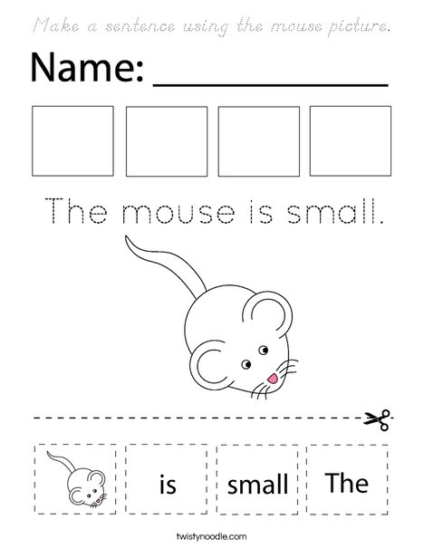 Make a sentence using the mouse picture. Coloring Page