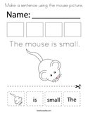 Make a sentence using the mouse picture Coloring Page