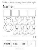 Make a sentence using the number eight Coloring Page