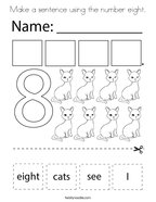 Make a sentence using the number eight Coloring Page