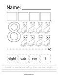 Make a sentence using the number eight. Worksheet