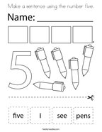Make a sentence using the number five Coloring Page