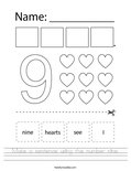 Make a sentence using the number nine. Worksheet