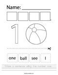 Make a sentence using the number one.  Worksheet