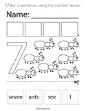 Make a sentence using the number seven Coloring Page