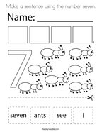 Make a sentence using the number seven Coloring Page