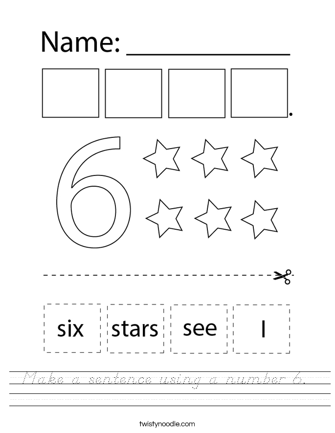 make-a-sentence-using-a-number-6-worksheet-d-nealian-twisty-noodle