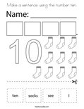 Make a sentence using the number ten. Coloring Page