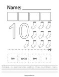 Make a sentence using the number ten. Worksheet