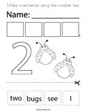 Make a sentence using the number two Coloring Page