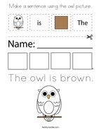 Make a sentence using the owl picture Coloring Page
