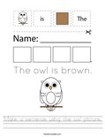 Make a sentence using the owl picture. Worksheet
