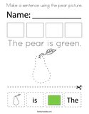 Make a sentence using the pear picture Coloring Page