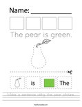 Make a sentence using the pear picture. Worksheet