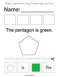 Make a sentence using the pentagon picture. Coloring Page