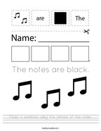 Make a sentence using the picture of the notes Handwriting Sheet