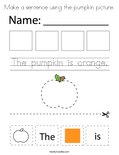 Make a sentence using the pumpkin picture. Coloring Page