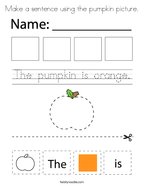 Make a sentence using the pumpkin picture Coloring Page