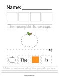 Make a sentence using the pumpkin picture. Worksheet
