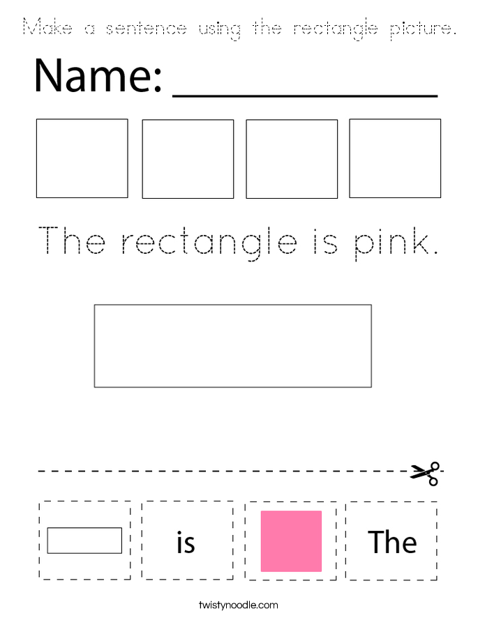 Make a sentence using the rectangle picture. Coloring Page